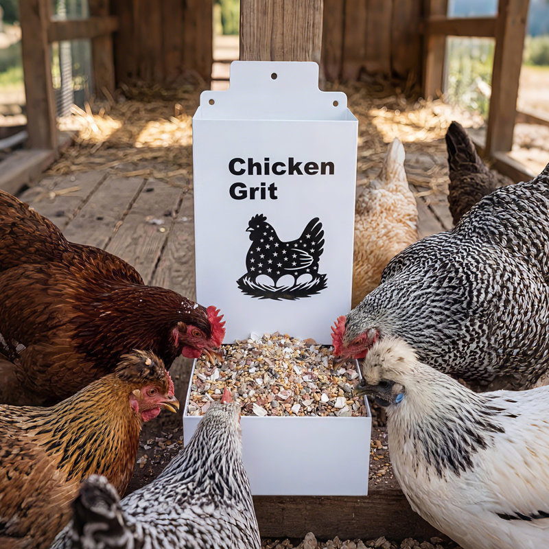 Ensemble de mangeoire à poulets en métal galvanisé robuste - anti-gaspillage, à fixation murale, facile à nettoyer, grande capacité - convient aux poulets, aux pigeons, aux canards, aux dindes et aux oiseaux dans la cour extérieure