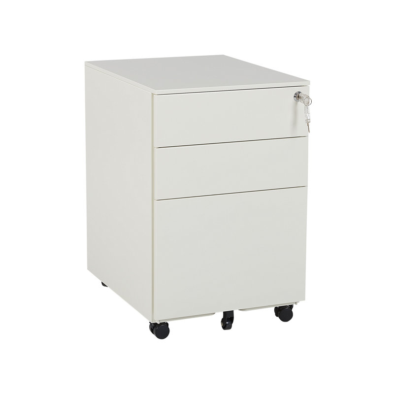 Bronnie 50cm Wide 3 -Drawer Mobile File Cabinet, Off White