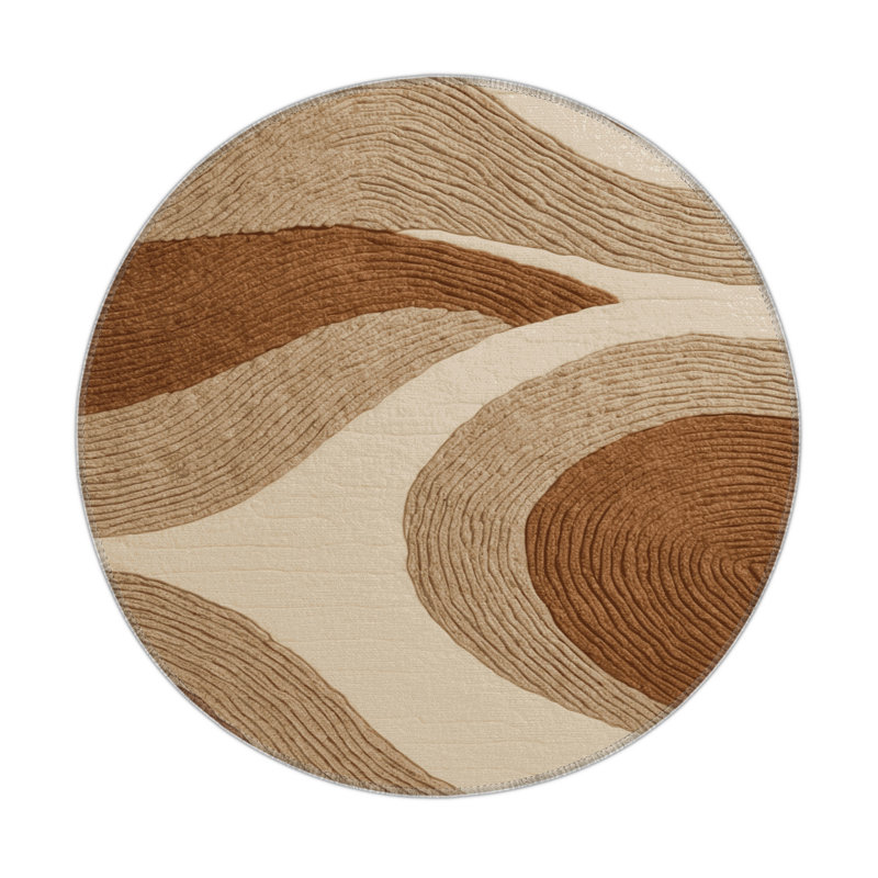 Tapis d'intérieur et d'extérieur brun Nature, Rond 5 pi
