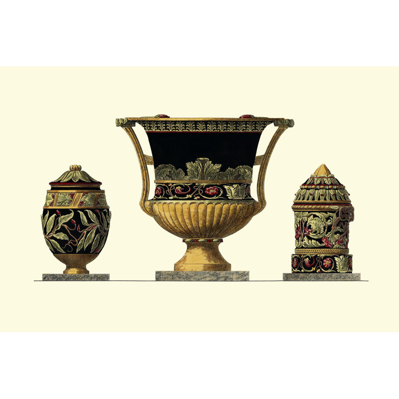 Urn Triad III by Giovanni Giardini - Wrapped Canvas Art Prints, 30cm H x 46cm W x 3.8cm D