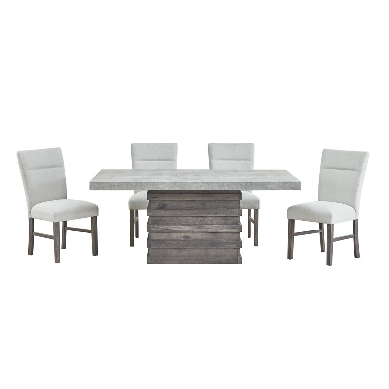 Ensemble de salle à manger rustique moderne avec chaises d'appoint rembourrées, 5 pièces: table, 4 chaises