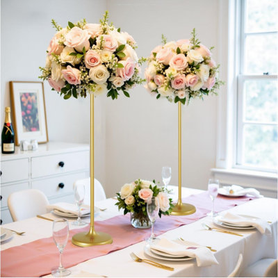 2Pcs Tall Wedding Flower Stand 39.37" Gold Metal Centerpieces For Tables
