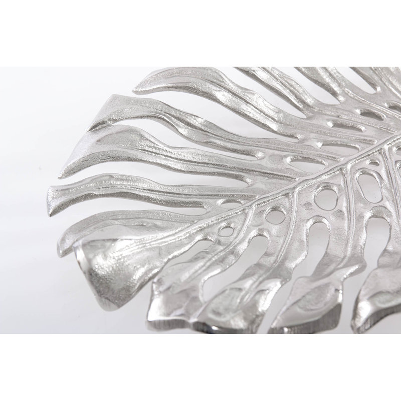 Rough Nickel Dish 36X28x5  Cm in , Silver