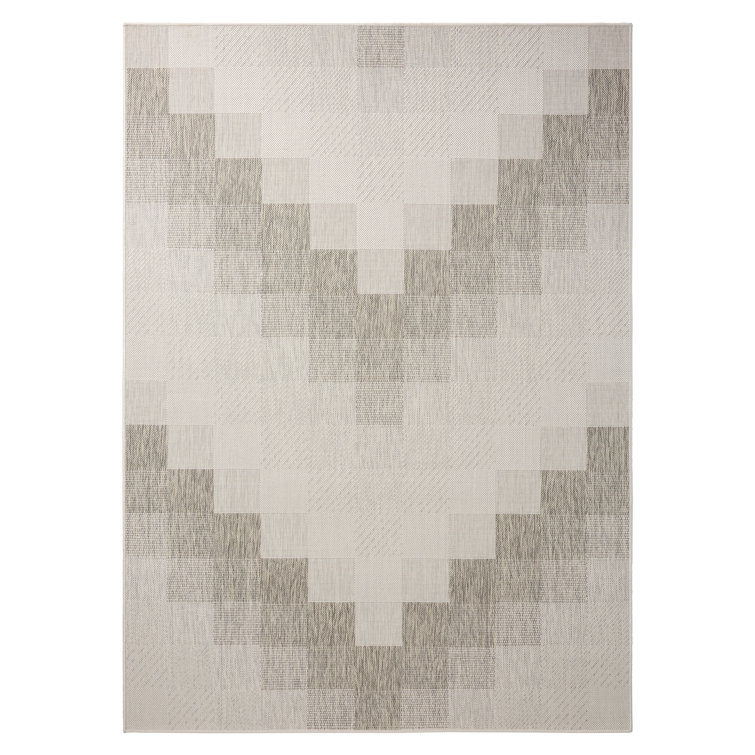 NICOLE MILLER NEW YORK Patio Country Ombre Chevron Outdoor Area Rug, Grey/Cream