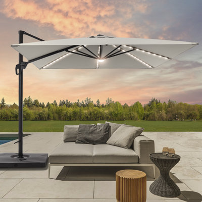 Parasol en porte-à-faux carré avec base lestée 120 po Rilie