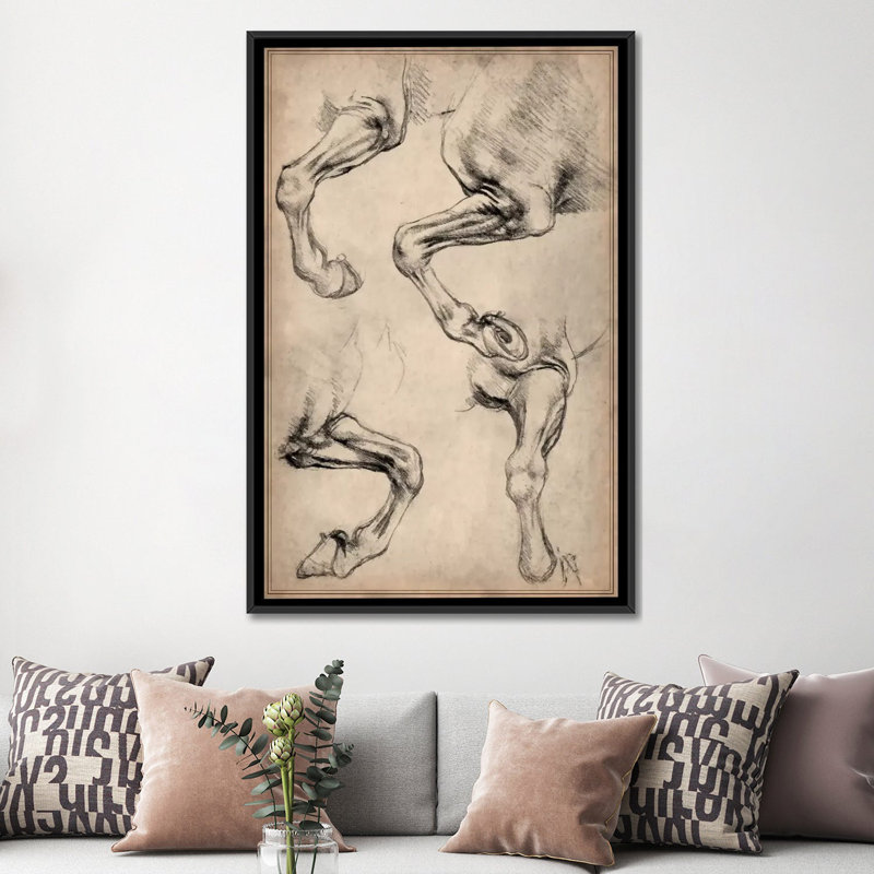 «Leonardo's Horse» par Leonardo Da Vinci - reproduction d'art sur toile, H 60 po x l 40po x P 1,5 po, Toile avec cadre noir