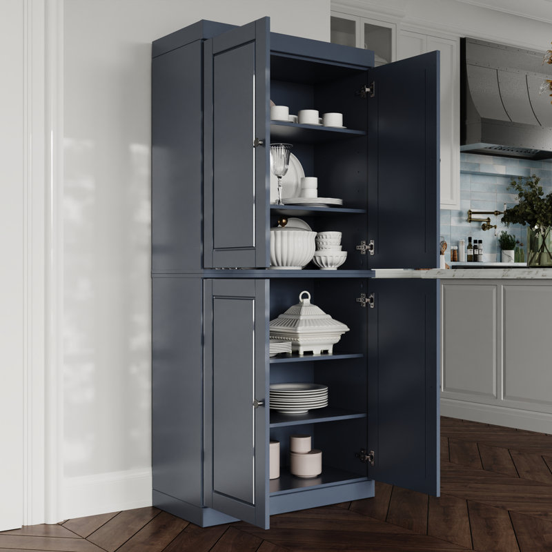 Bryani 100% Solid Wood Tall Kitchen Pantry Cabinet with Doors, Adjustable Shelves, Modular Kitchen Storage Cabinet, 32" W x 71.5" H