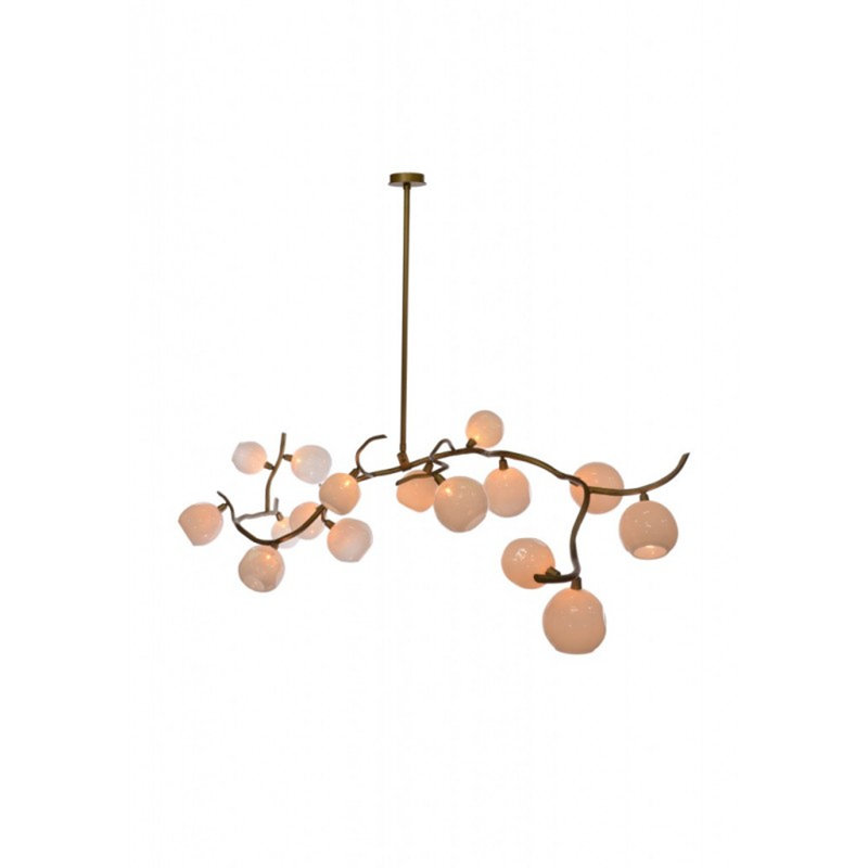Lustre Lucia, Bronze antique, H 30 po x l 16 po x P 30 po, Opale