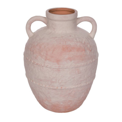 VIP Ceramic 11.1 in. Pink Natural Texture Vase