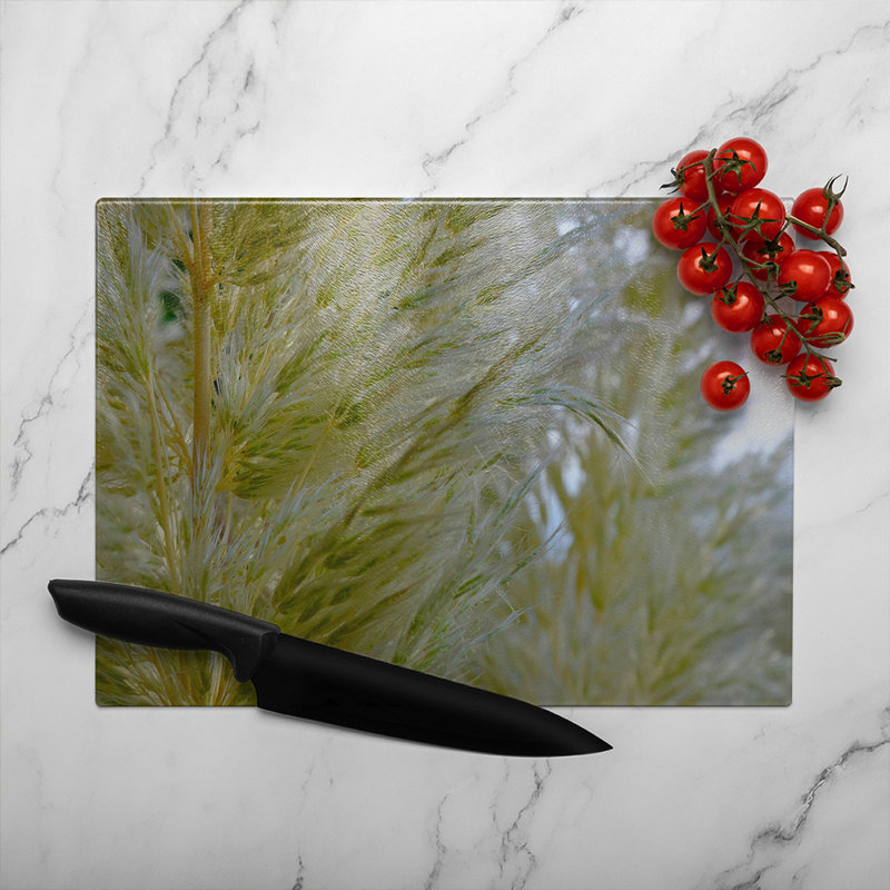 Autumn pampas grass close up Designer Glass Chopping Board