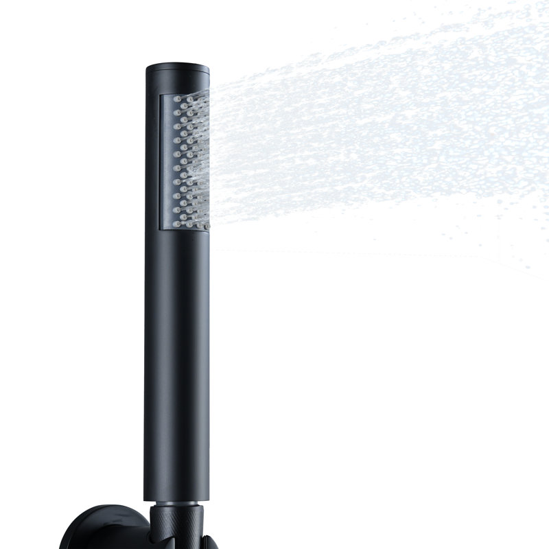 Round 304 Stainless Steel Handheld Shower With Easy-Clean Silicone Nozzles, Matte Black