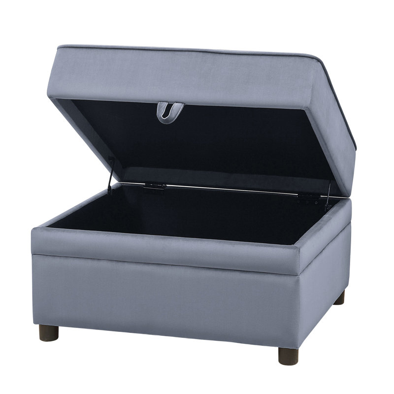 Repose-pieds gris avec rangement rectangulaire (inclure seulement ce repose-pieds, pas le canapé)
