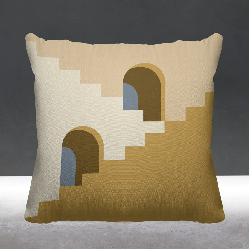 Coussin décoratif intérieur / extérieur Minimalist Architecture, L 19 po x H 19 po, Jaune