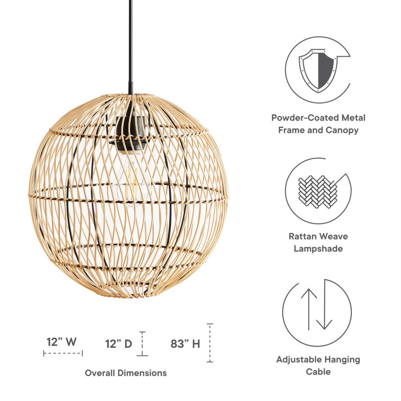 Luminaire suspendu en rotin Nurture par Modway