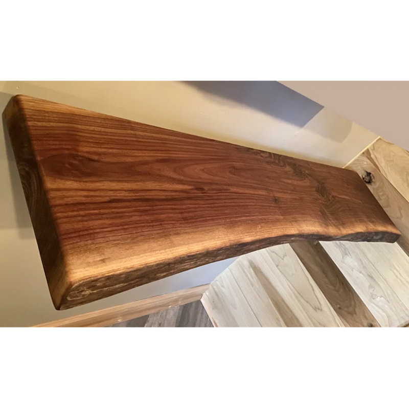 Walnut Floating Shelf with Live Edge, 2" H x 60" W x 12" D