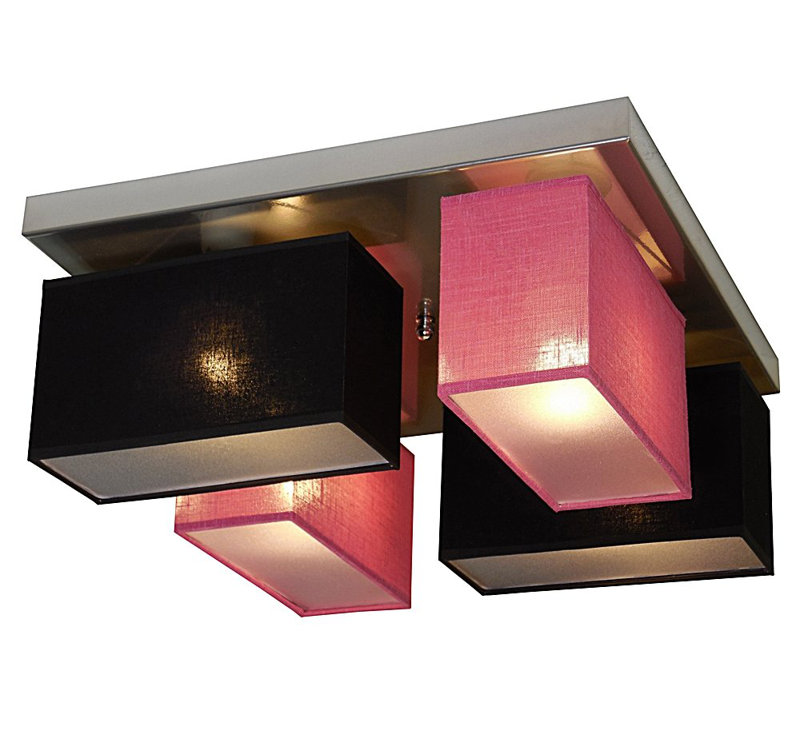 Partridge Fabric Semi Flush Mount, Black/Pink