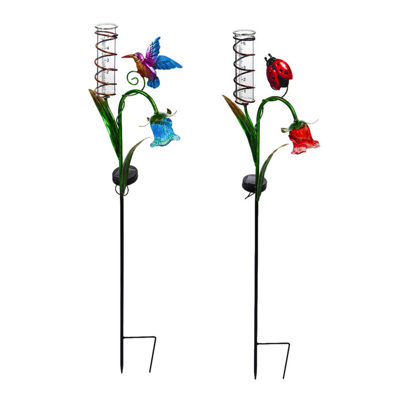 Ensemble de jauges de pluie 2 pièces solaire coccinelle et hummingbird