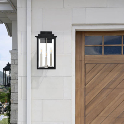 Grand luminaire d'extérieur, lanterne murale antirouille à fixation murale avec verre transparent pour l'entrée de la maison