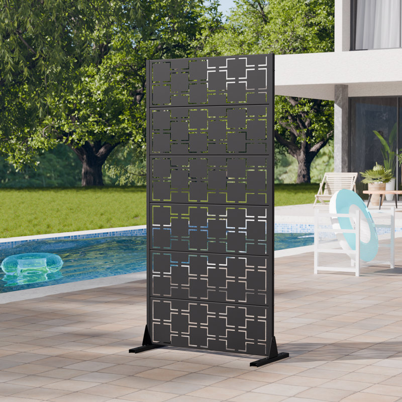 Écrans d'intimité d'extérieur en métal Wild 72 x 35,5 pouces, Noir, H 72 po x l 35,5 po x P 16 po