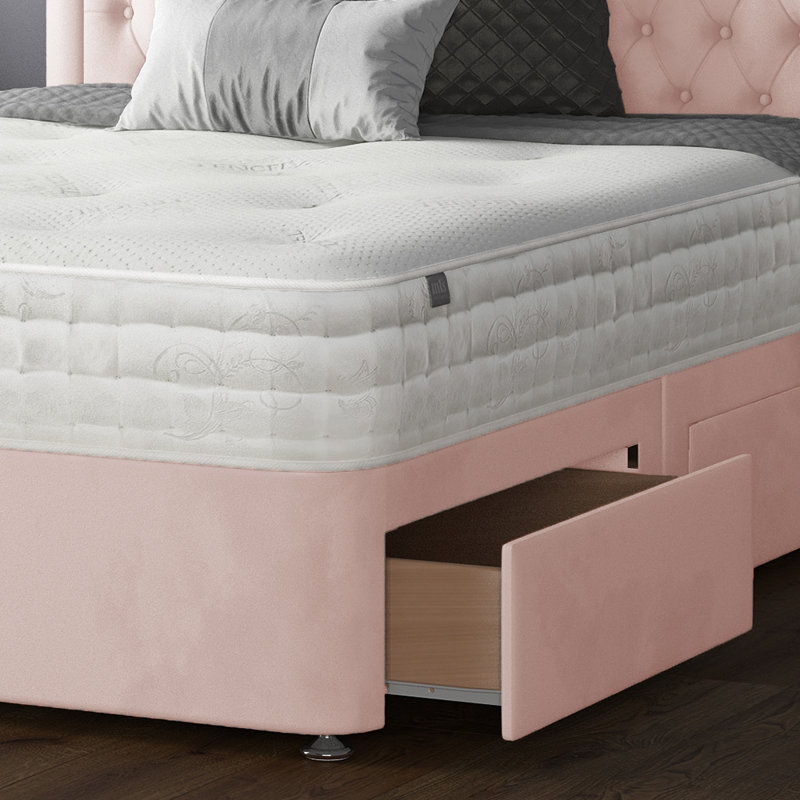 Urbank Divan Bed Base, 2 Left Drawers, Pink, Single (3')
