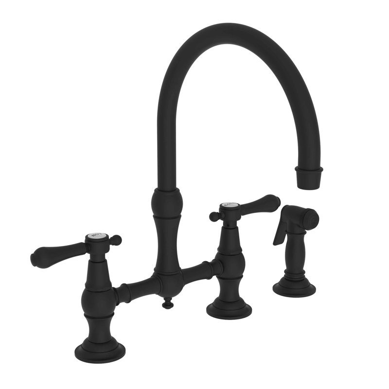 Chesterfield Bridge Kitchen Faucet with Side Spray, Flat Black