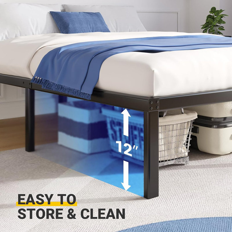 Queen Bed Frame - 14 Inch High Metal Platform Bed Frame Queen Size With Storage Space Under Bed, Heavy Duty Steel Slat Support, No Box Spring Needed, Easy Assembly