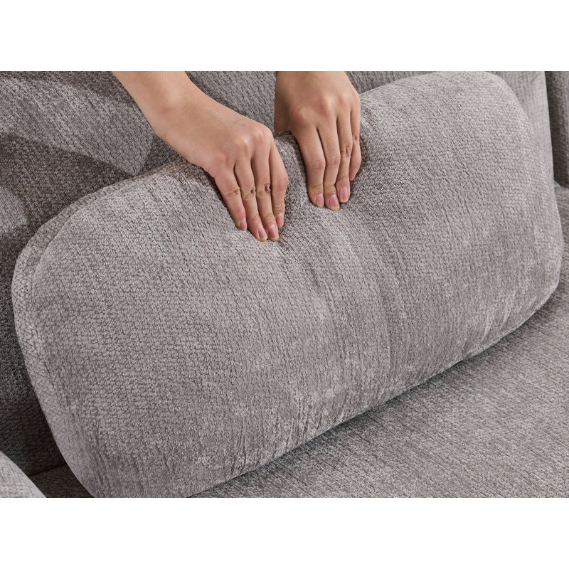 Canapé modulaire en L 107 po, aucun assemblage requis, Gris chenille