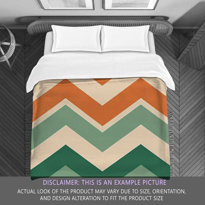 Checkered Comforter, Queen Comforter, Green/Orange Chevron