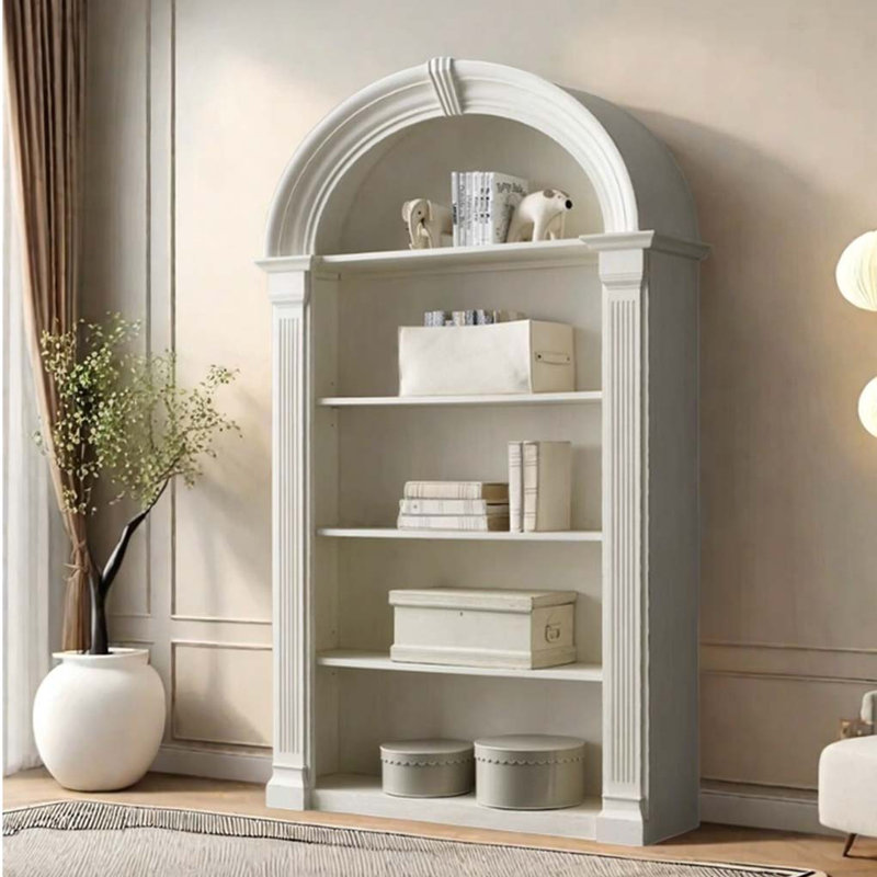 White Arched Display Cabinet Bookcase