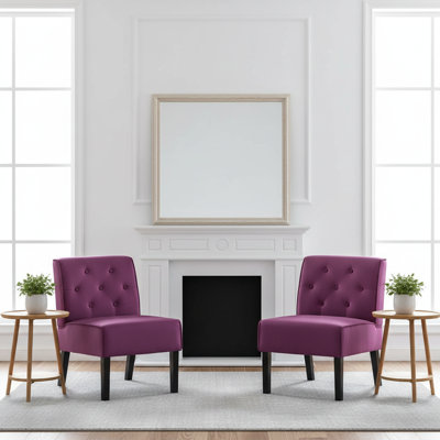 Fauteuil d'appoint 2 pièces à dossier boutonné