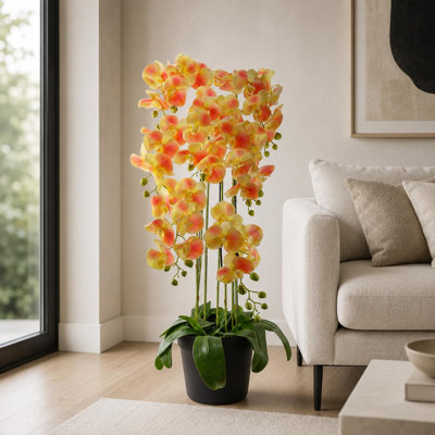 Real Touch Artificial Orchids Artificial Faux Floral in Plastic Planter