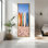«Rainbow Surfboard on Sand with Blue Sky Coastal Summer», reproduction d'art sur toile encadrée
