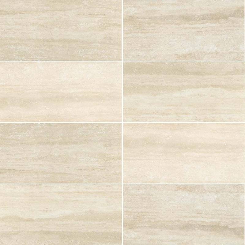  Penthouse Vein Cut 12" x 24" Travertine Porcelain Tile, Polished