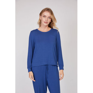 Pure Fiber Pleated Back Long Sleeve Top in Rayon Bamboo Blend