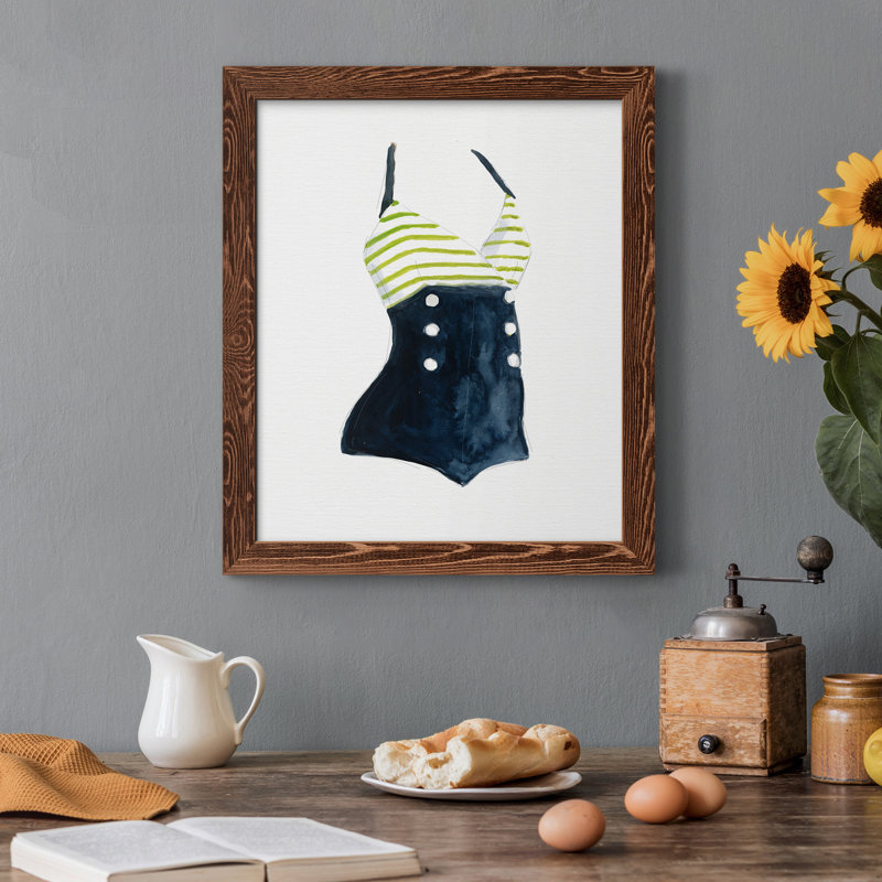 Rétro maillots de bain I - peinture sur toile encadrée, H 37,5 po x l 27,5 po x P 1,5 po, Érable