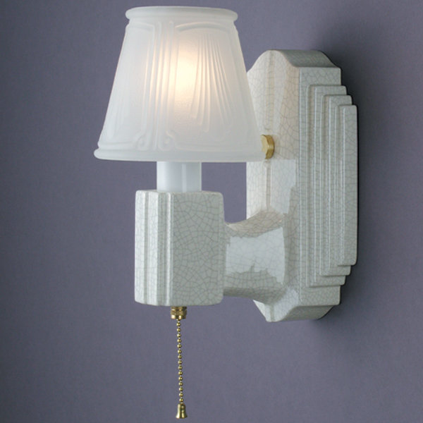Applique murale à abat-jour en verre 1 lumière Arvine, Blanc mat, Nickel