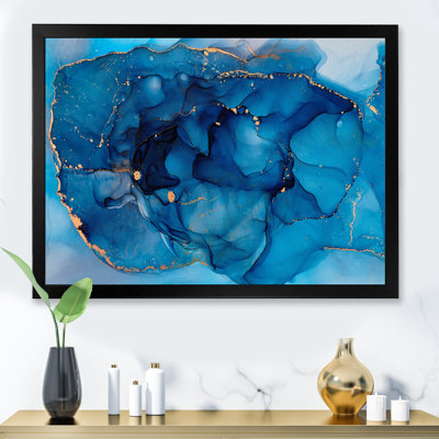 Bleu abstrait luxueux fluide - peinture sur toile
