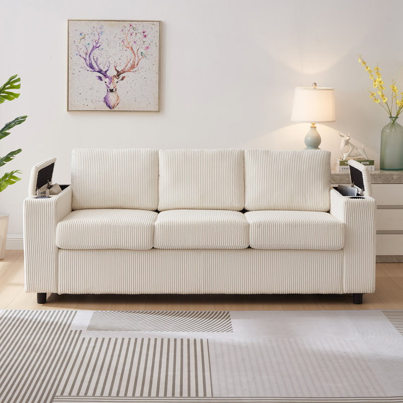 81" Large Sleeper Sofa with Sofa Matterss, Beige