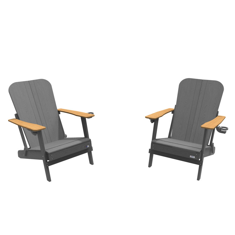 Breianna Foldable Outdoor Adirondack Set, Gray