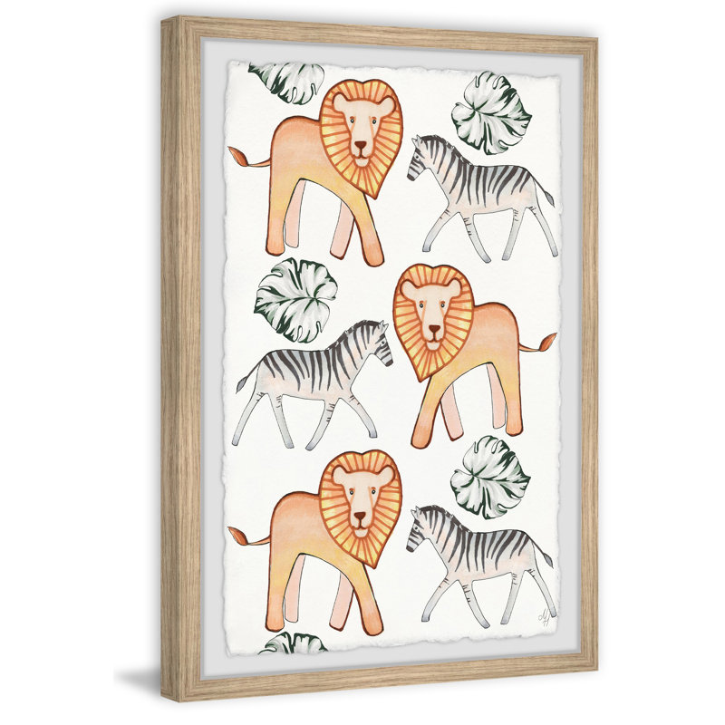 Hamza Zebra And Lion Palms - Print, 30cm H x 20cm W