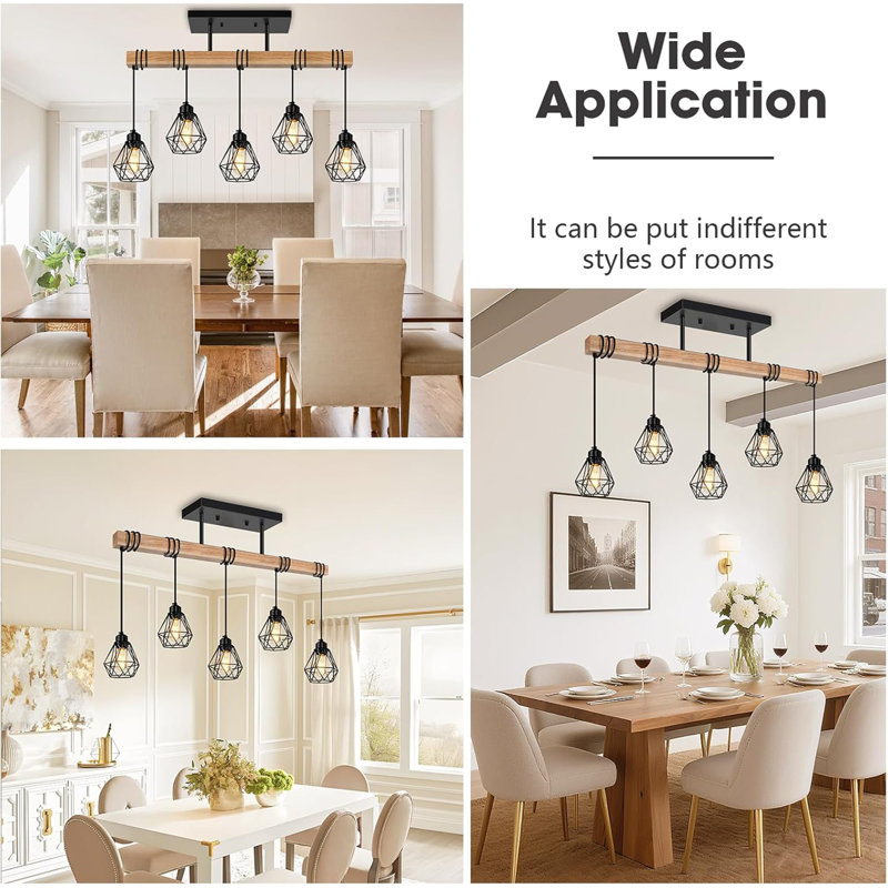 Farmhouse Dining Room Pendant Light Fixtures, 3 Lights