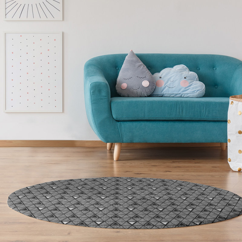 Chenille Geometric Indoor Rug, Round 5'