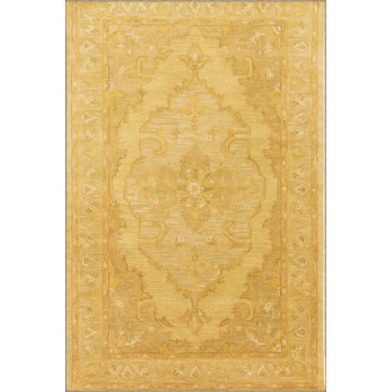 Tapis jaune à motif géométrique lavable, Sous-tapis carré 4 pi 11 po inclus