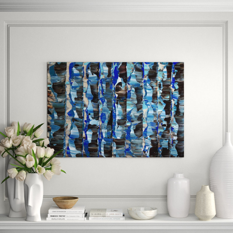 Blue Moon Light Print, Hand Embellished Texture, 24" H x 34" W