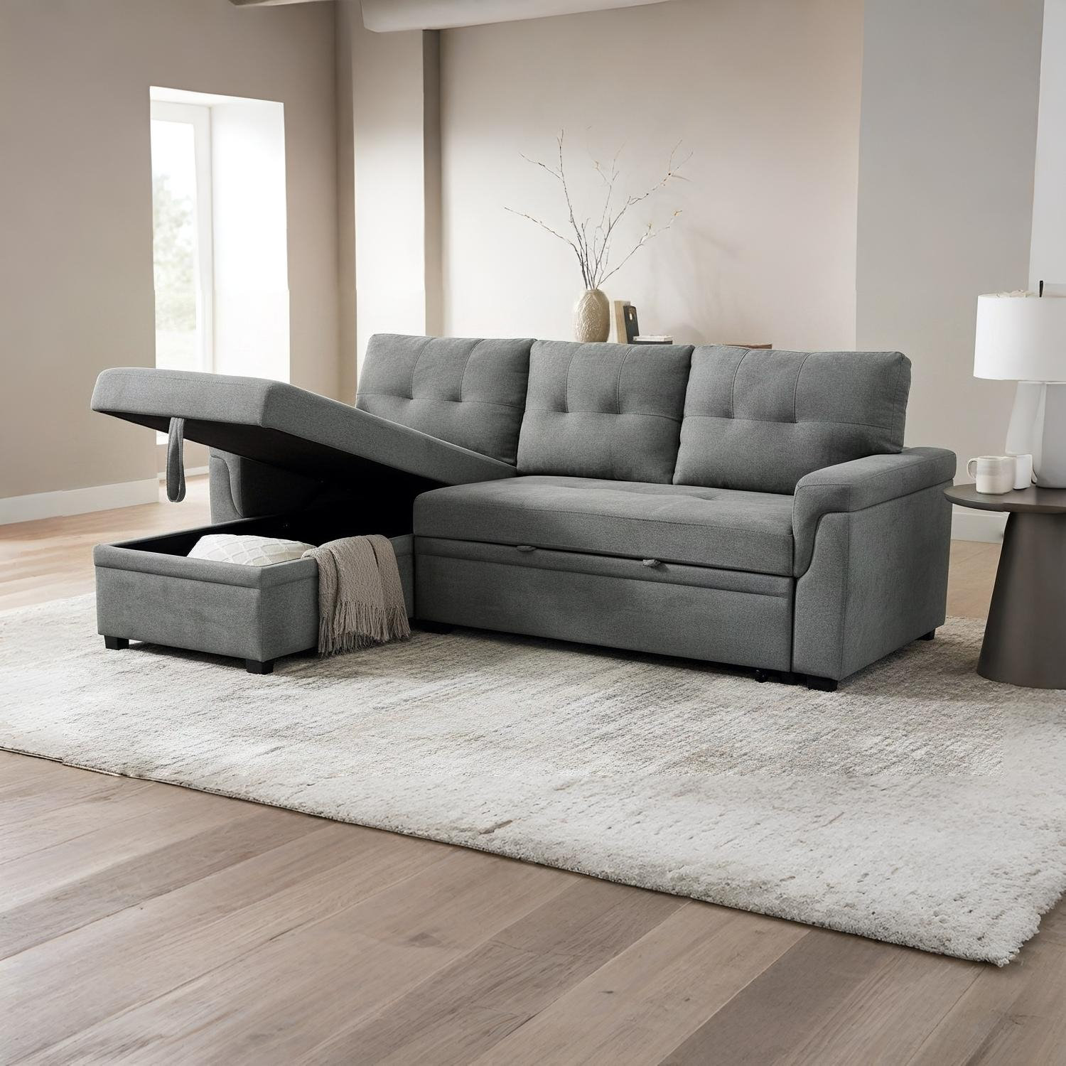Ebern Designs Gadalia Modern L-Shaped Sectional Sleeper Sofa with ...