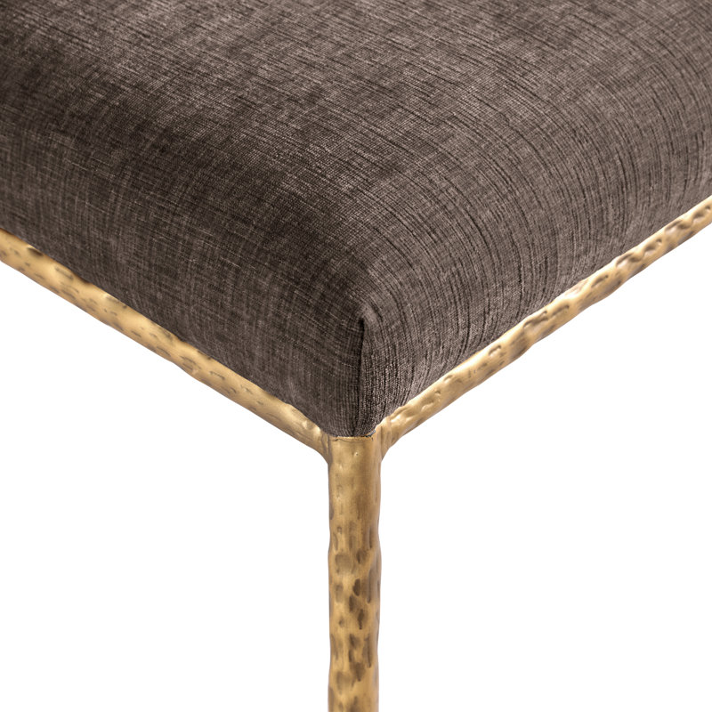 Chaise d'appoint en chenille Reeves, Tissu chenille brun, Laiton brossé