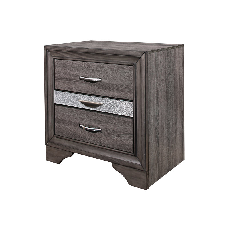 Table de chevet grise avec 3 tiroirs expansifs