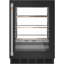 Matte black beverage refrigerator with a glass door and metallic copper handle