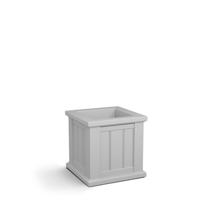 Selevae Resin Planter Box with Water Reservoir, 14" H x 14" W x 14" D, White