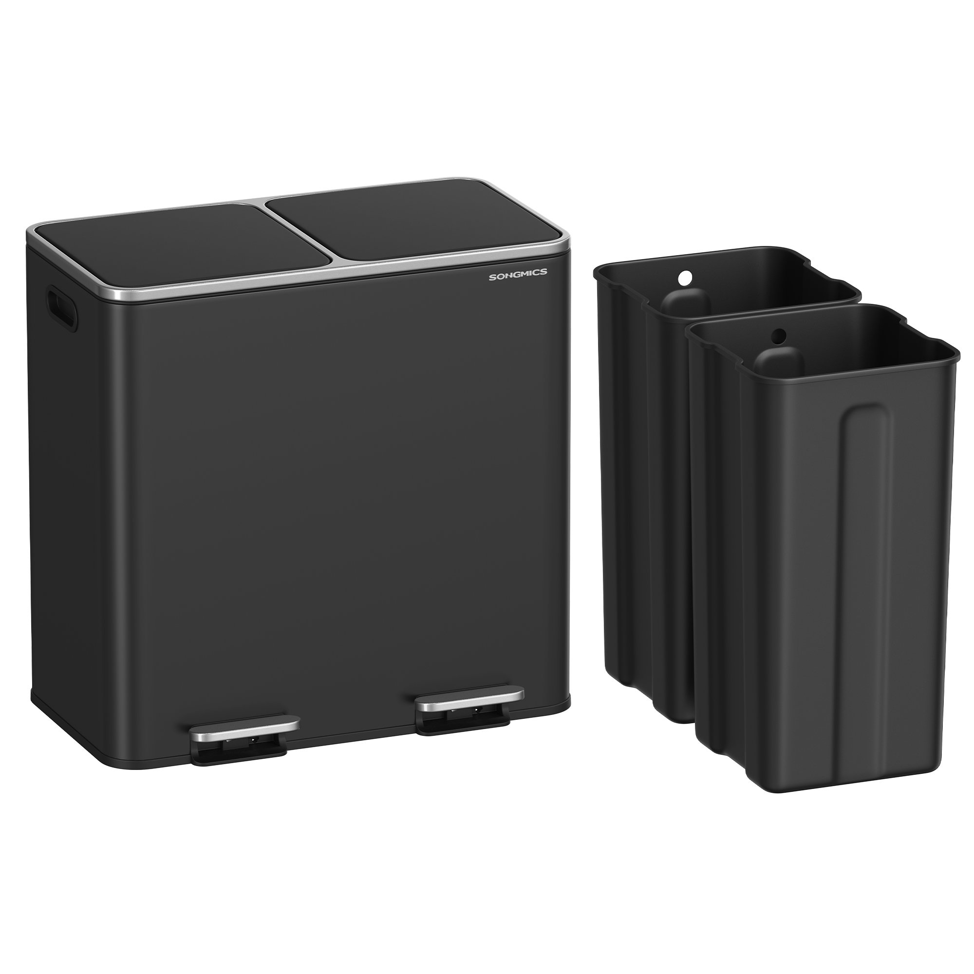 Songmics 2 x 10.6 Gallon Compartments Trash Can with 15 Trash Bags & Reviews | Wayfair